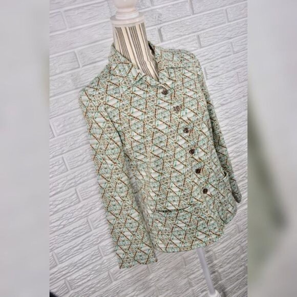 Vintage 60s 70s Lightweight Patterned Collared Jacket Size Small Medium - Picture 2 of 7